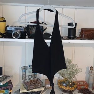 Black lowcut bodysuit